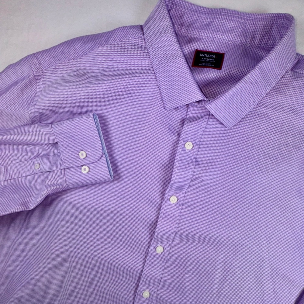 UNTUCKit Button Down Mens XXXL Purple Burke-WF Tall Fit Wrinkle Free Cotton